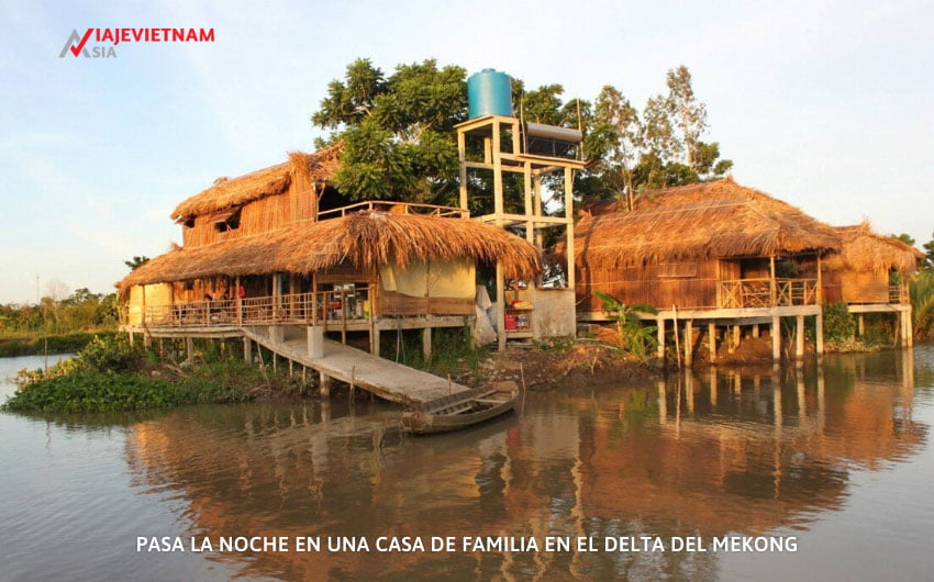 Pasa la noche en una casa de familia en el delta del Mekong